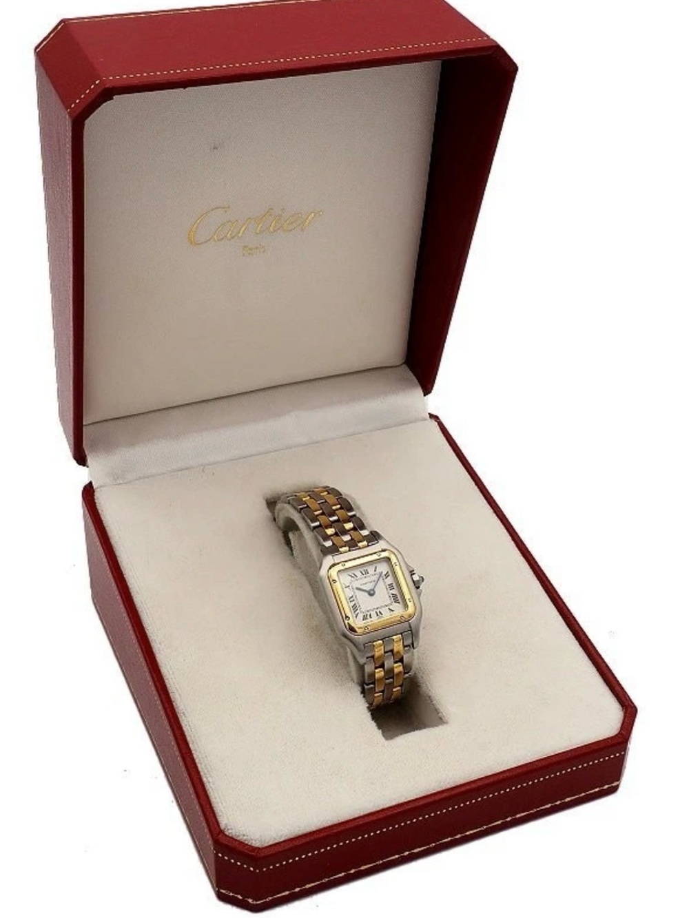 Cartier Panther 22mm Ladies Watch 18K Yellow Gold Stainless Steel Box Papers